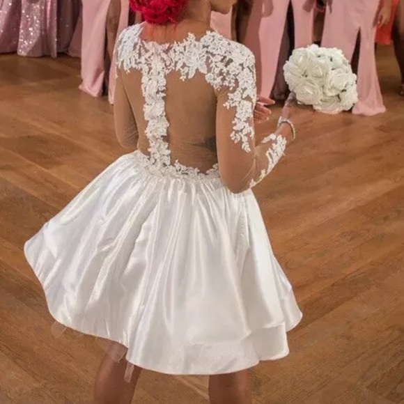 White Lace Cocktail Prom Homecoming Wedding Dress - Picture 1 of 5